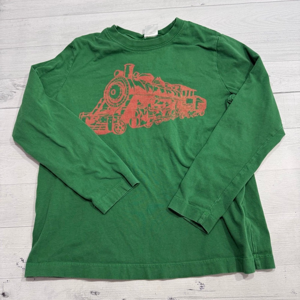 Hanna Andersson boys long sleeve green train shirt‎ size 140/10